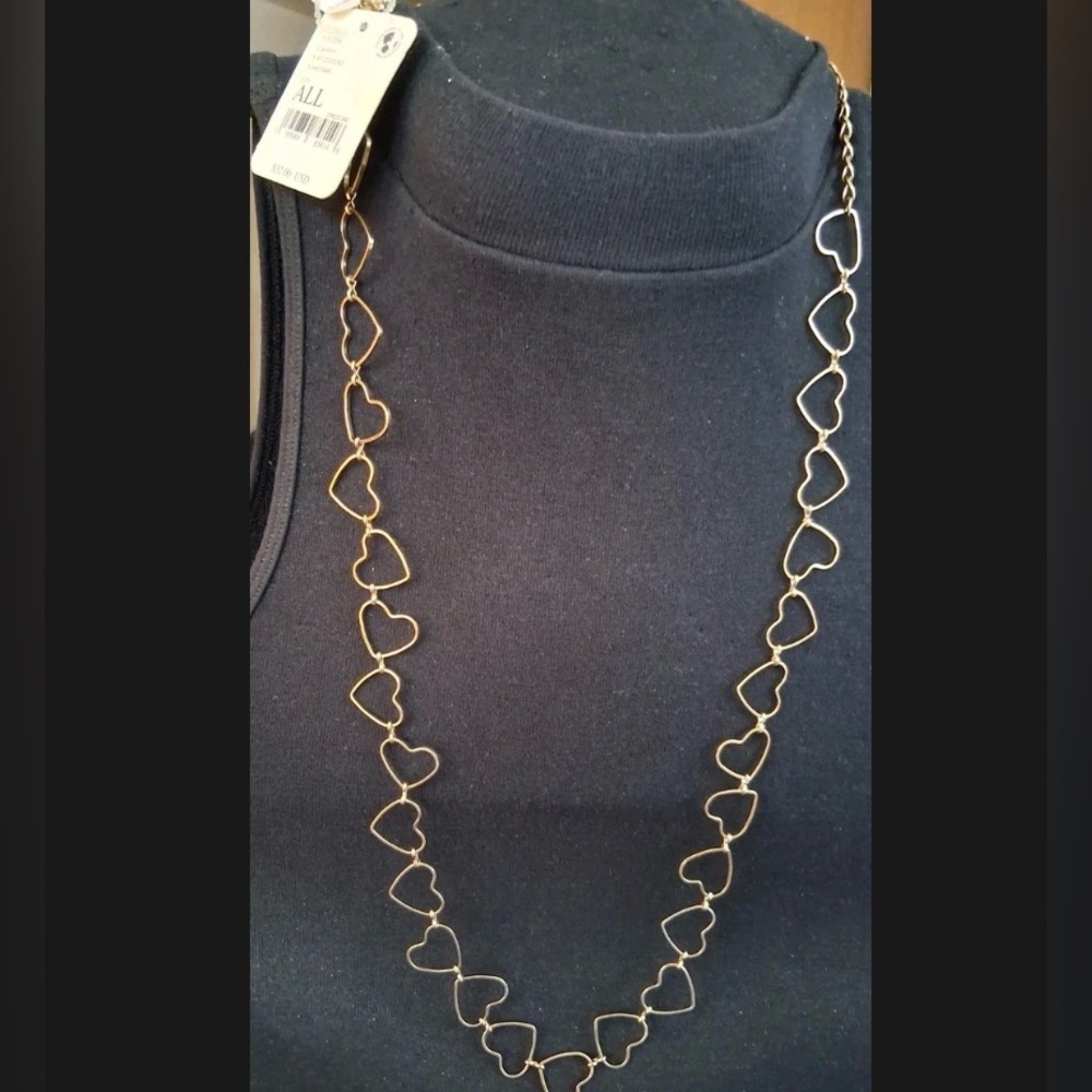 Vintage Free People NWT Gold Tone Heart Link Necklace